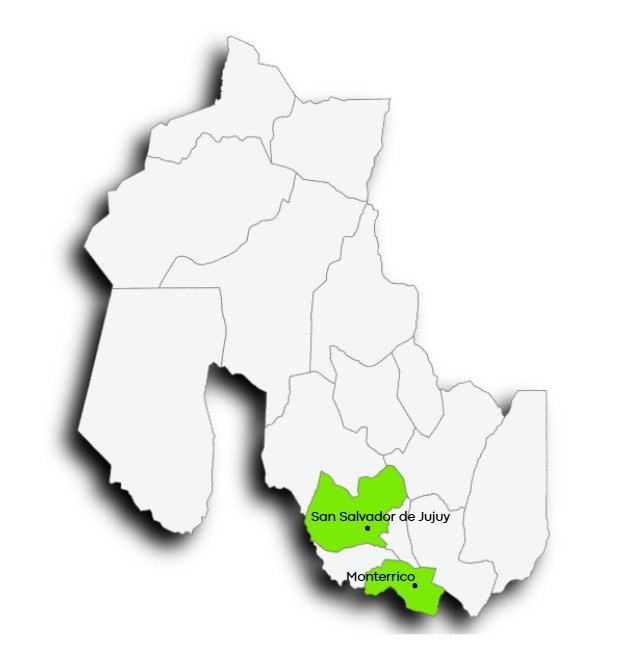 Mapa de la región Valles Templados de Jujuy