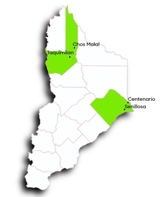 Mapa de las bodegas del Norte Neuquino y la Confluencia