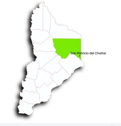 Mapa de la región San Patricio del Chañar en Neuquén