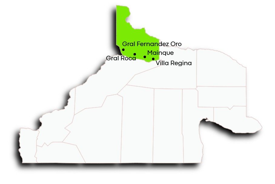 Mapa de la región Alto Valle de Río Negro